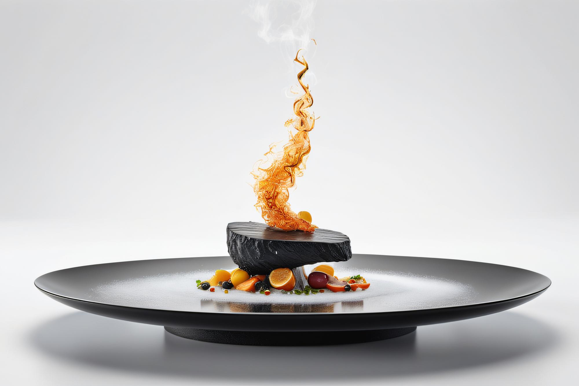 Plated dessert with smoke effect